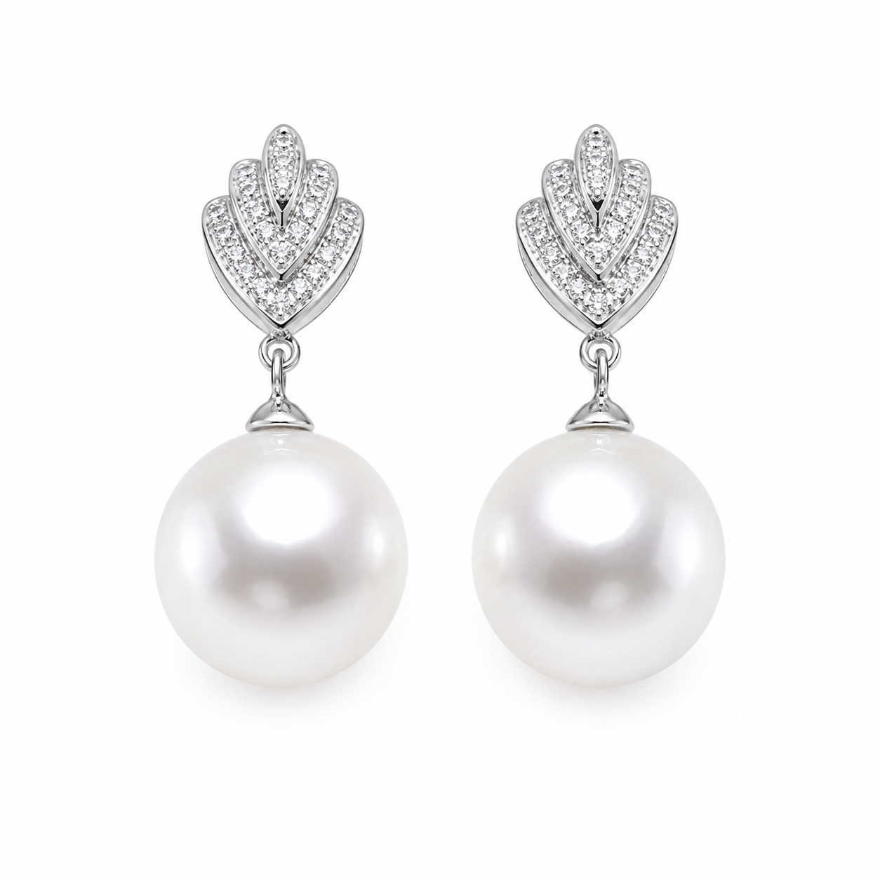 White pearl drop earrings